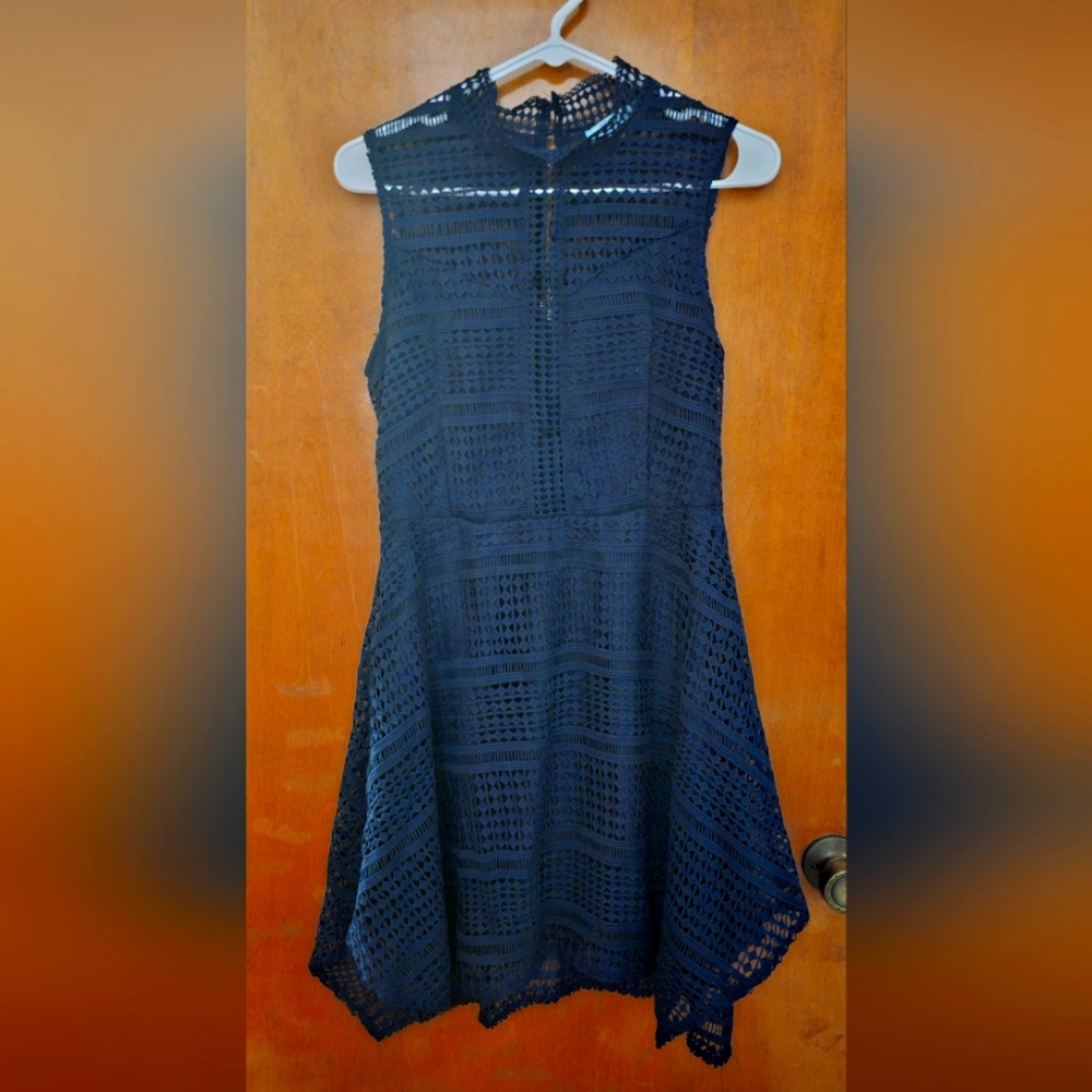 She and Sky Large Navy Crochet Overlay Dress